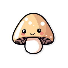 Cute Kawai Mushroom Vector PNG Transparent Background