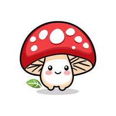 Cute Kawai Mushroom Vector PNG Transparent Background