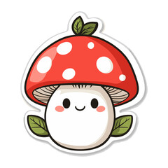 Cute Kawai Mushroom Vector PNG Transparent Background