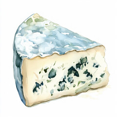 Watercolor Illustration of Blue Cheese