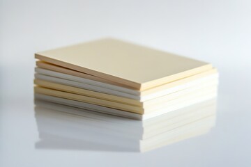 close-up of premium blank cards displayed on smooth white surface with subtle reflections