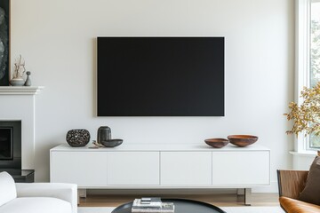 Elegant ebony canvas above a white sideboard, waiting for your personalized artwork or text.
