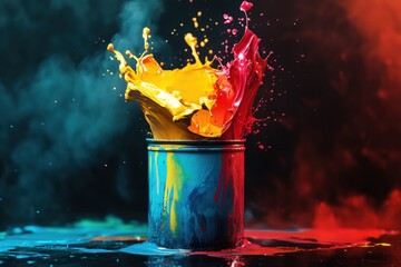 Vibrant Paint Explodes From a Metal Container