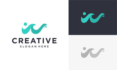 initial w waves vector logo