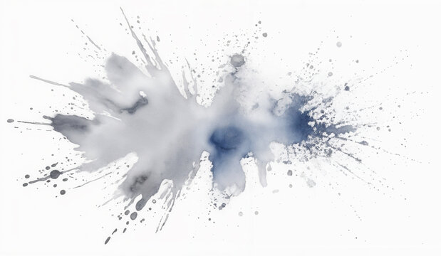 Silver watercolor splash on white