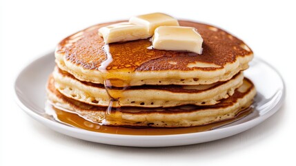 Delicious Buttery Pancakes with Syrup Drizzle