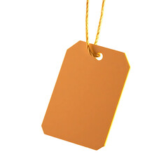 Empty golden tag on transparent background ideal for price labeling or decoration purposes in various creative projects