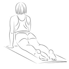 One continuous single drawing line art flat doodle yoga, exercise, health, young, sport, silhouette. Isolated image hand draw contour on a white background
