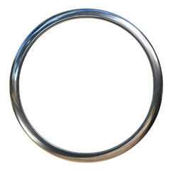 Silver ring or silver circle frame 3d isolated on png transparent background.