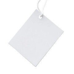 Blank tag with string for customization in crafts, gifts, or pricing on transparent background