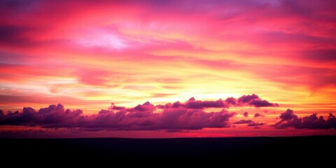 Obraz premium Vibrant orange and pink hues streak across a dramatic sunset sky, Abstract, colorful