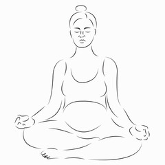 One continuous single drawing line art flat doodle person, continuous, lotus, body, beautiful, female. Isolated image hand draw contour on a white background
