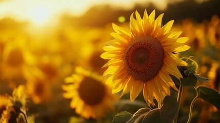 Golden Sunflowers at Sunset