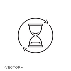 hourglass icon, sand watch thin line symbol isolated on white background, editable stroke eps 10 vector illustration