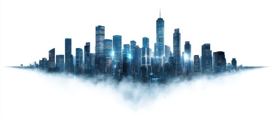 Fototapeta premium Modern city skyline against a dramatic backdrop.