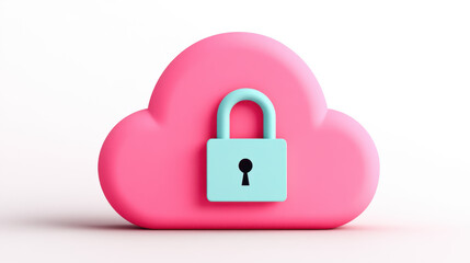 Secure cloud computing icon with padlock digital security technology minimalist conceptual