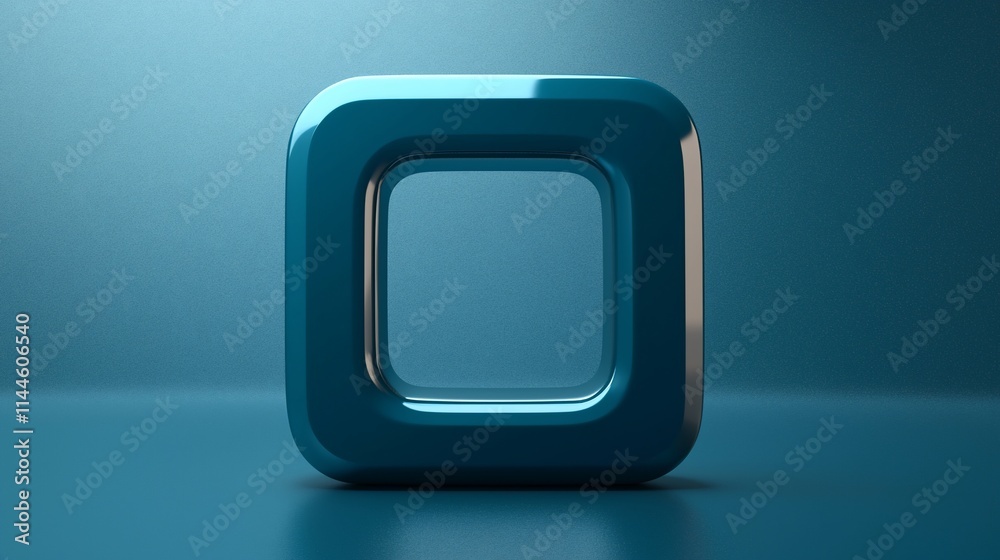 Poster Teal square frame with inner square.