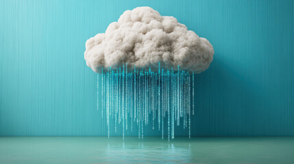 Cloud computing visualization binary code rain digital environment artistic representation