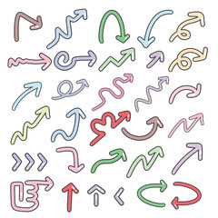 Arrows, hand drawn vector arrow set, pastel cartoon