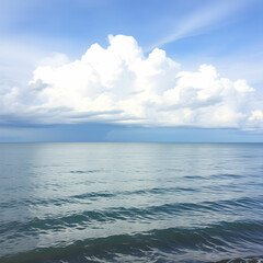 Obraz premium View of calm sea against cloudy sky