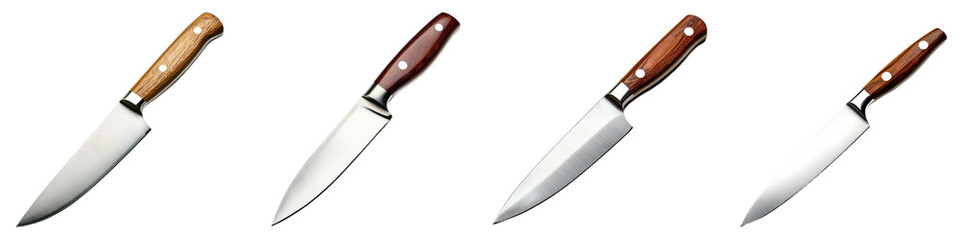 Obraz premium Collection of many kinds of knife equipment isolated on white background