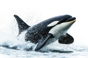 Fototapeta premium Graceful Orca Swimming in Clear Waters