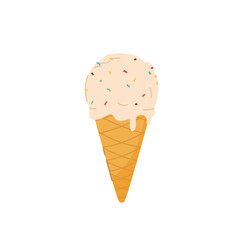 Ice cream, Dessert, soft serve ice cream with vanilla cone, sweet street food for poster and web icon