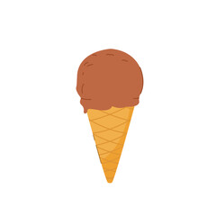 Ice cream, Dessert, soft serve ice cream with chocolate cone, sweet street food for poster and web icon