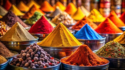 Fototapeta premium Vivid Spice Market Silhouette: High-Resolution Photo, Cinematic Lighting