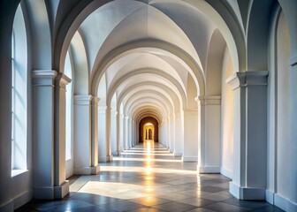 White Hallway Archway, Close-Up Architectural Photography, Interior Design, Elegant Corridor