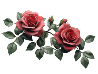Fototapeta premium Realistic 3d design bouqoet of red rose shape, modern style, isolate on white background