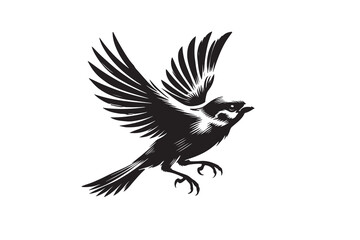 Fototapeta premium Sparrow Bird silhouette vector illustration on white background