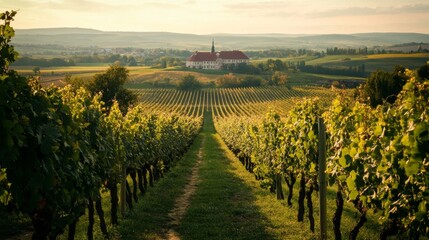 Fototapeta premium Vineyard Landscape at Golden Hour