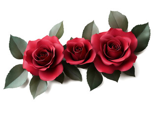 Fototapeta premium Realistic 3d design bouqoet of red rose isolate on white background