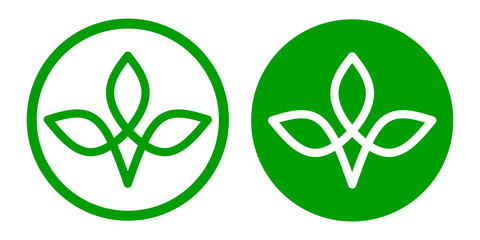 Obraz premium Green leaf icon, symbol of nature and environmental sustainability 