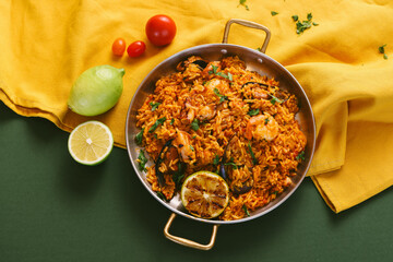 Spanish Dish Seafood Paella 