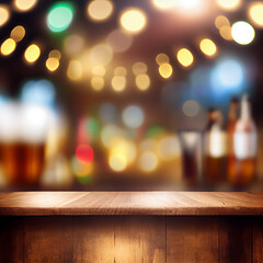 Beer restaurant bar, bar tabletop, blurred background - AI generated image