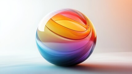 Colorful animated sphere design featuring layered shadows, displayed from the front on a crisp white background.