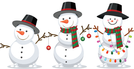 Set of 3 Merry Christmas of snowman