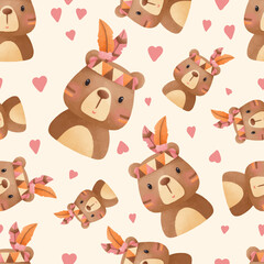 Adorable animals themed seamless pattern for fabric, wallpaper and many more