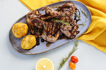 Grilled Lamb Chops with Roasted Potatoes