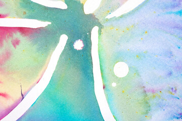 Explosion of Watercolor Paint Rainbow Background With Circles and Swirls Pop of Color