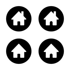 Web home icon set on black circle. House, homepage sign symbol