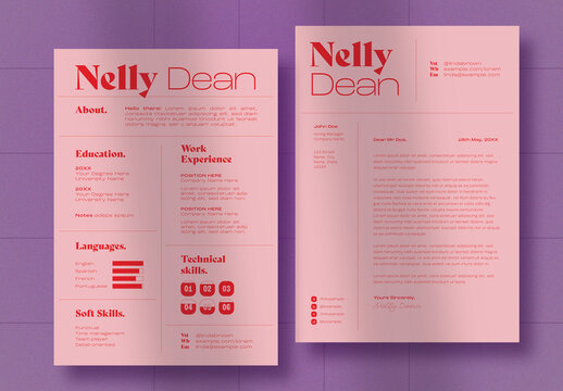 Pink & Red Resume with Cover Letter