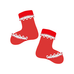 Sock, winter boot, holiday decoration, handicraft, color drawing, transparent background.