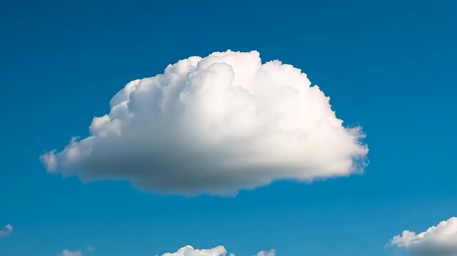 A cloudless blue sky with a single cloud floating in the sky. The sky is clear and bright, and the cloud is small and fluffy