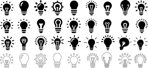 Lightbulb icon vector collection featuring creative light bulb icon designs for energy, innovation, ideas, brainstorming, and electricity concepts. Suitable for business, technology projects