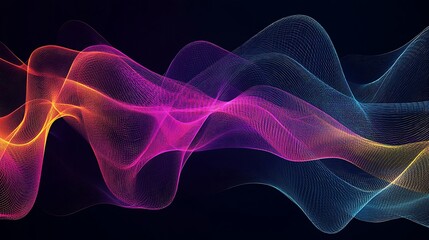 Obraz premium Waving Colorful Lines Abstract Digital Painting Art. AI Generated