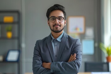 Obraz premium Portrait of happy Indian business man and Arab professor.
