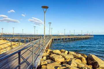 One of the wooden piers along the promenade at Limassol, Cyprus
